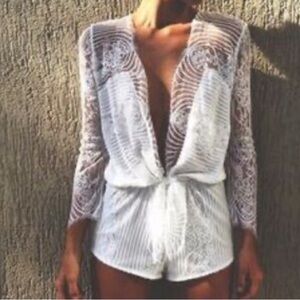 Lioness Cream Lace Festival Romper Boho Western party dress Fairy core